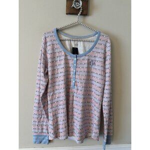 NWT Tommy Hilfiger Womens Size L Pajama Top Snow Bunny Fair Isle Long Sleeve